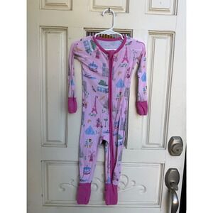 Little Sleepies Paris Pink Bamboo Viscose Zippy Sleeper Size 12-18 Months PJ